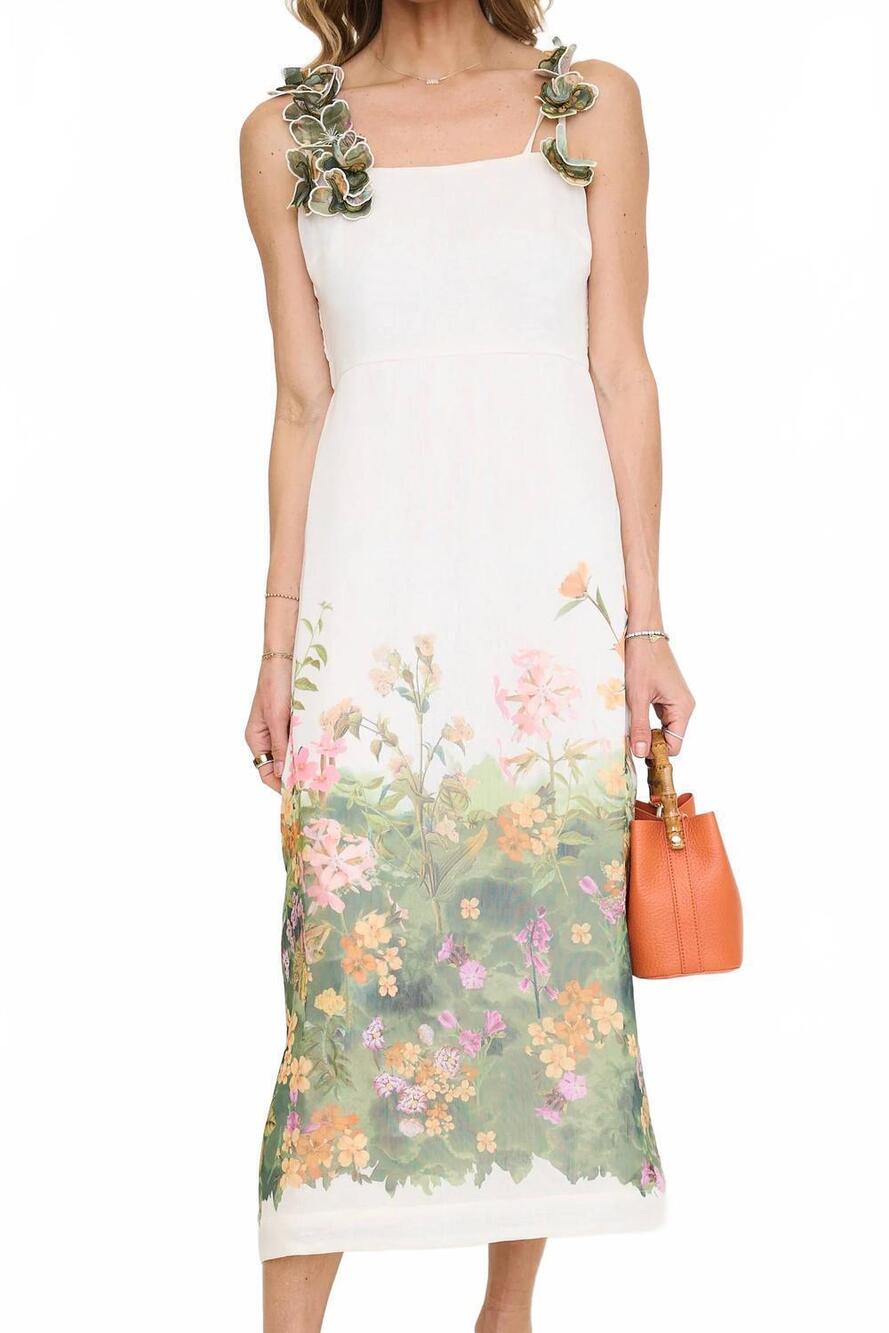 NEW ADELYN RAE eloise floral midi dress in white